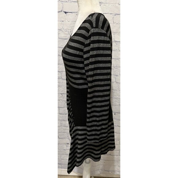 Beige By ECI NY Women's Gray Black Striped Knee Length Stretch Dress Large - Picture 3 of 7